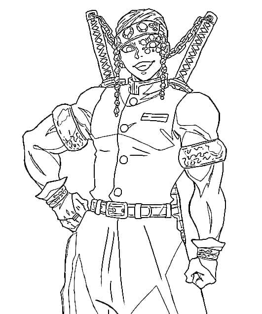 Desenho de Tengen Uzui para Crianças para Colorir e Pintar