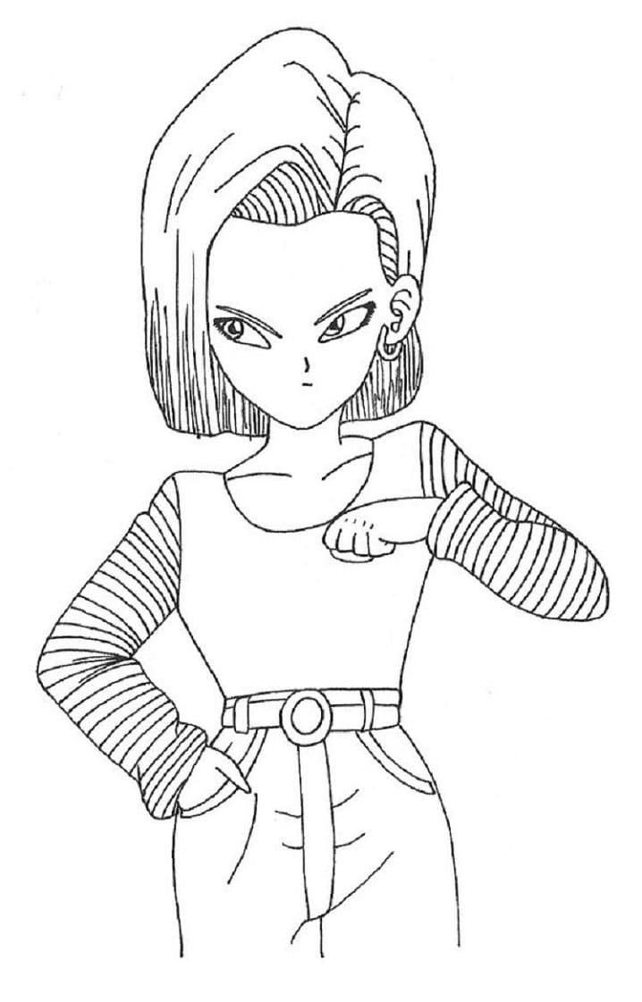Desenhos de Androide 18 de Dragon Ball Z para Colorir e Pintar