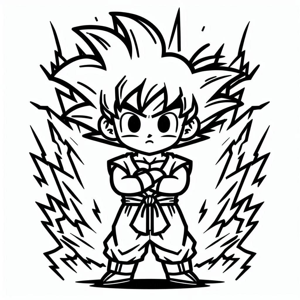 Desenhos de Chibi Goku Dragon Ball Z para Colorir e Pintar