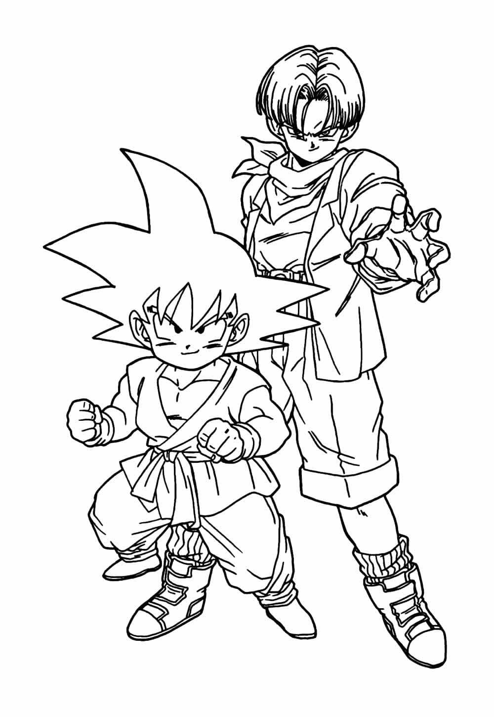 Desenhos de Gohan e Trunks de Dragon Ball Z para Colorir e Pintar