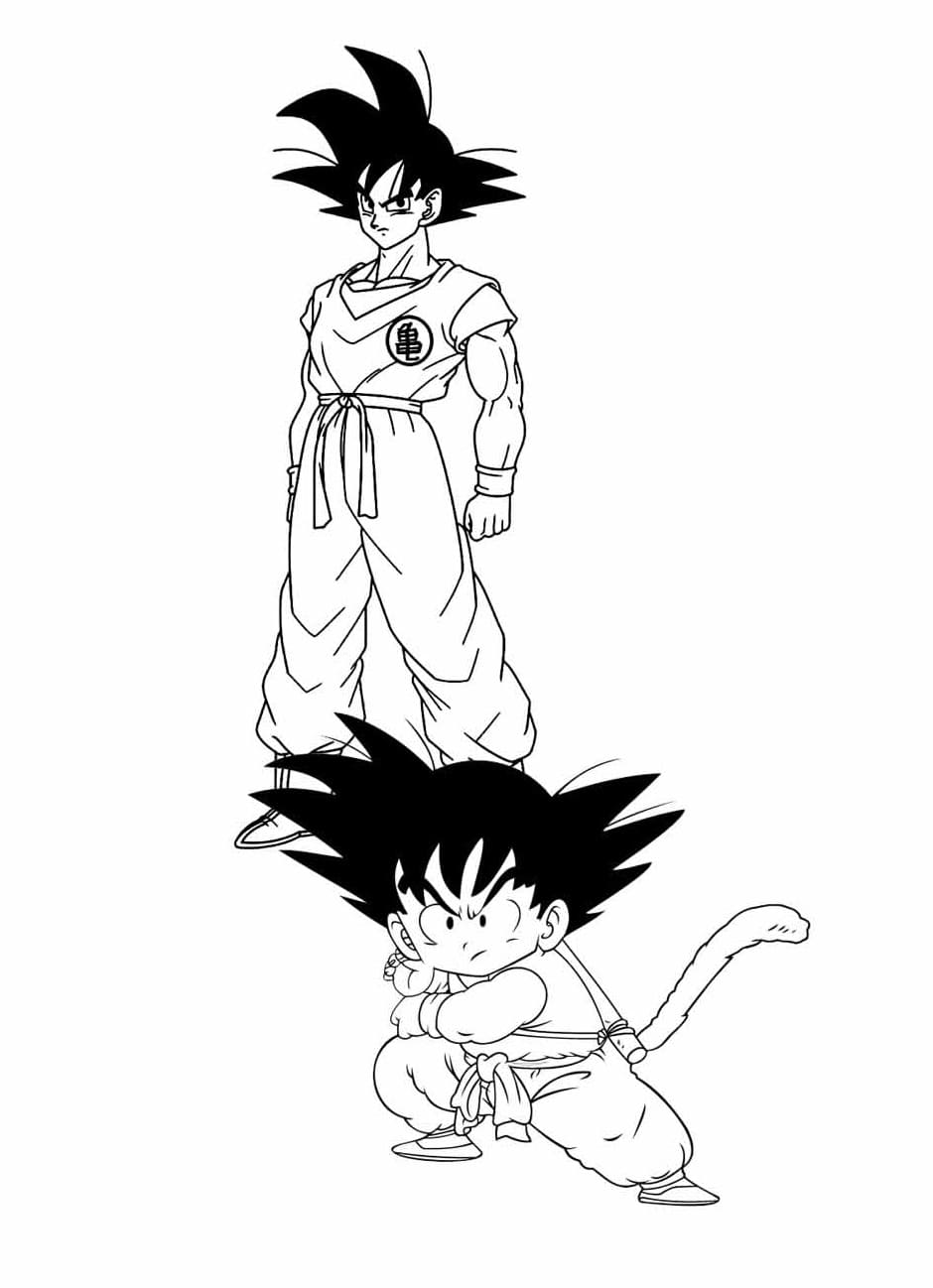 Desenhos de Goku de Dragon Ball Z para Colorir e Pintar