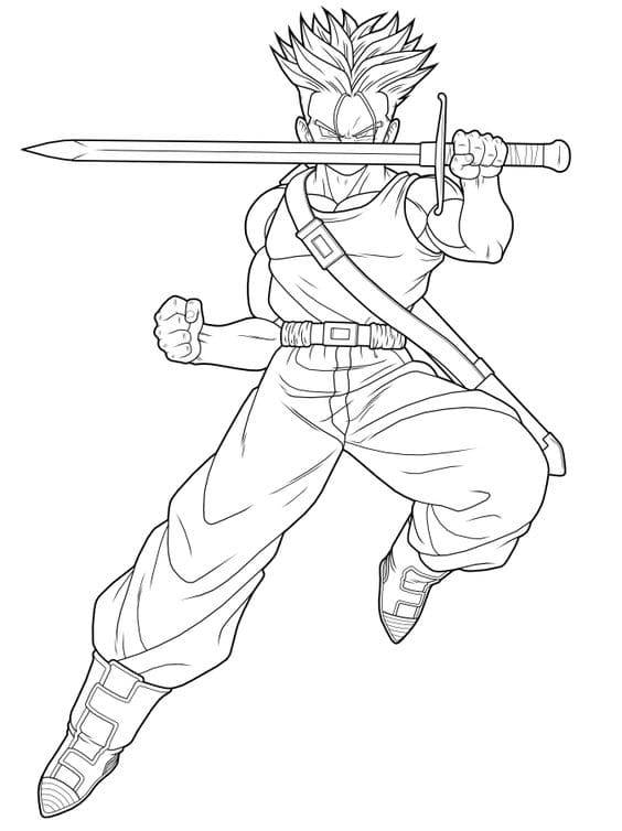 Desenhos de Trunks de Dragon Ball Z para Colorir e Pintar