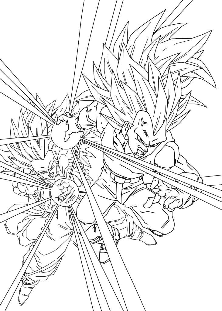 Desenhos de Vegetá e Goku Dragon Ball Z para Colorir e Pintar