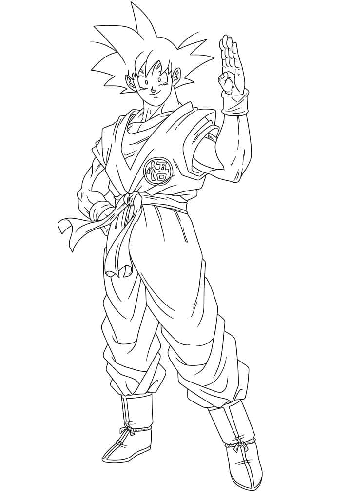 Desenho de Goku Amigável para Colorir e Pintar