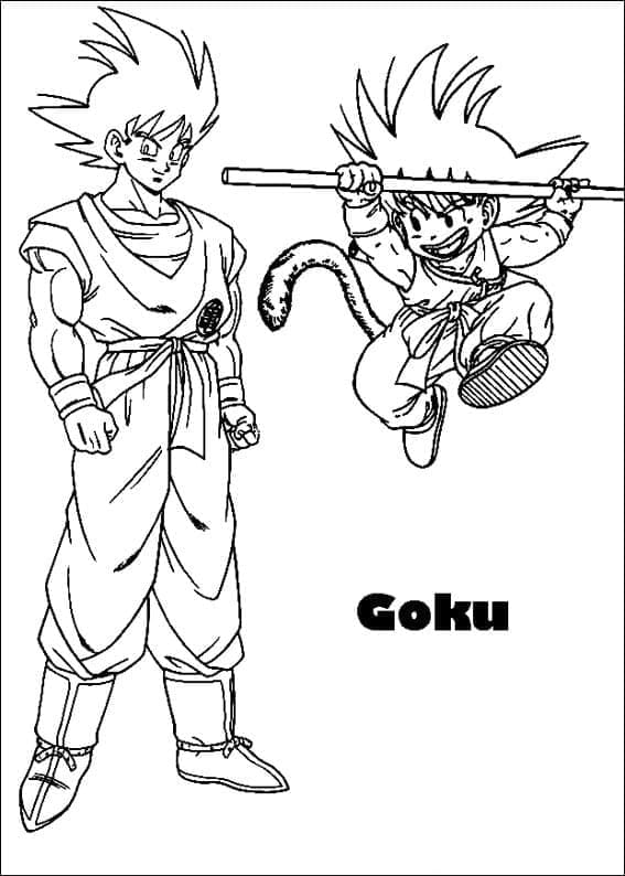Desenho de Goku de Dragon Ball para Colorir e Pintar