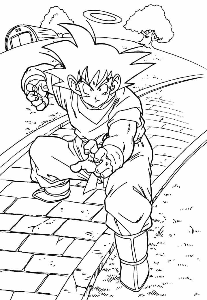 Desenho de Goku de Dragon Ball Z para Colorir e Pintar