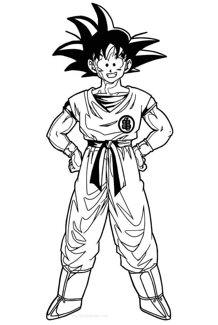 Desenho de Goku Feliz para Colorir e Pintar