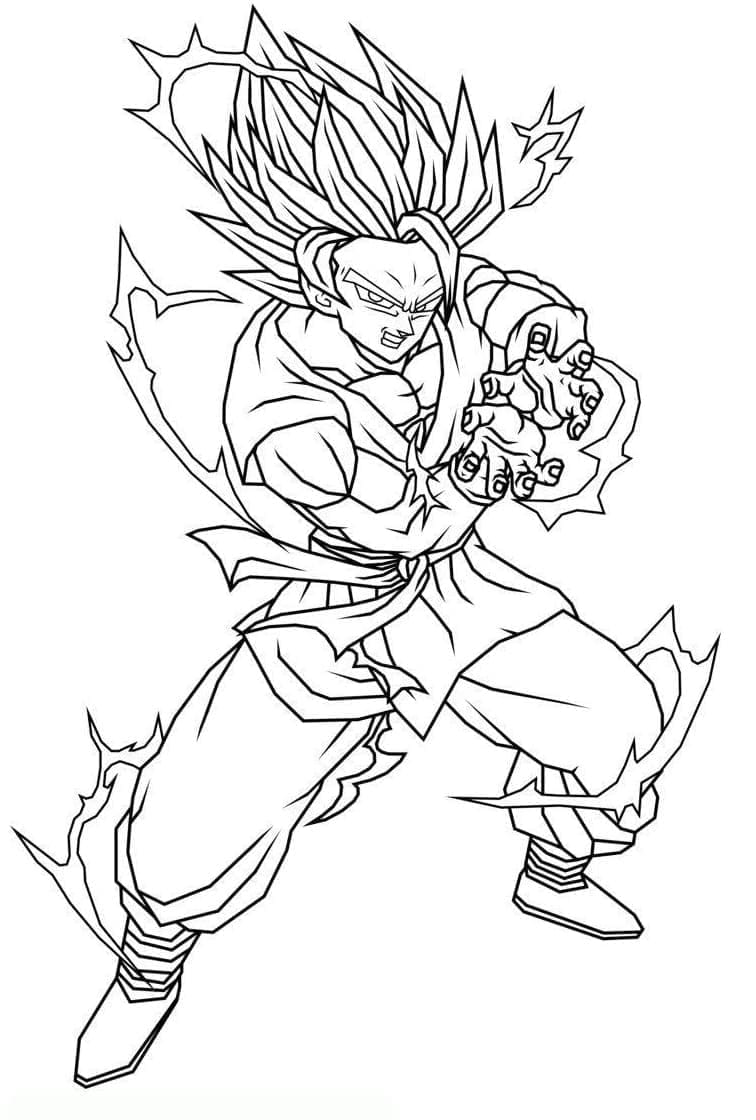 Desenho de Goku Forte para Colorir e Pintar