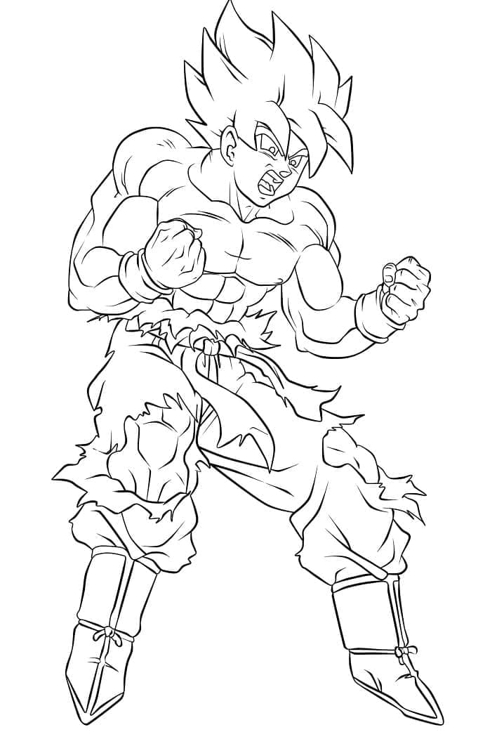 Desenho de Goku Gritando para Colorir e Pintar