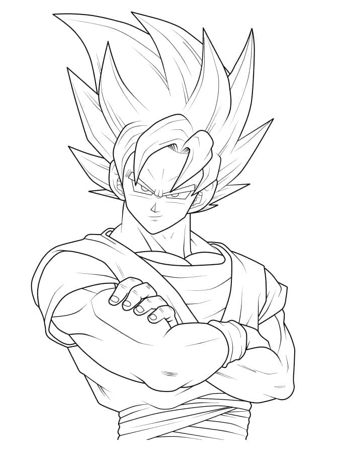 Desenho de Goku Incrível para Colorir e Pintar