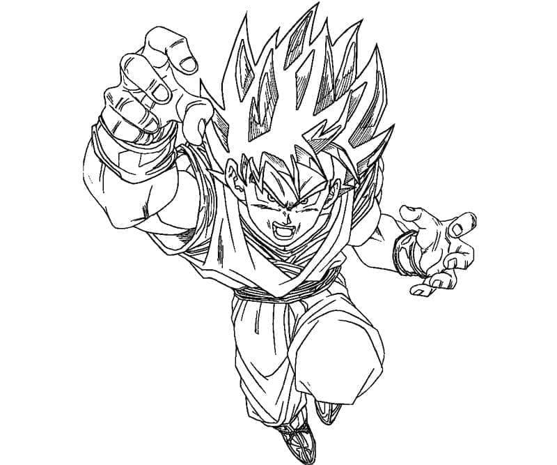 Desenho de Goku Irritado para Colorir e Pintar