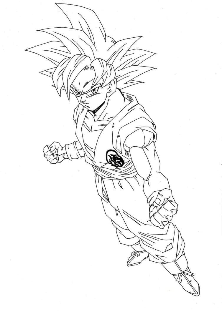 Desenho de Goku Sério para Colorir e Pintar