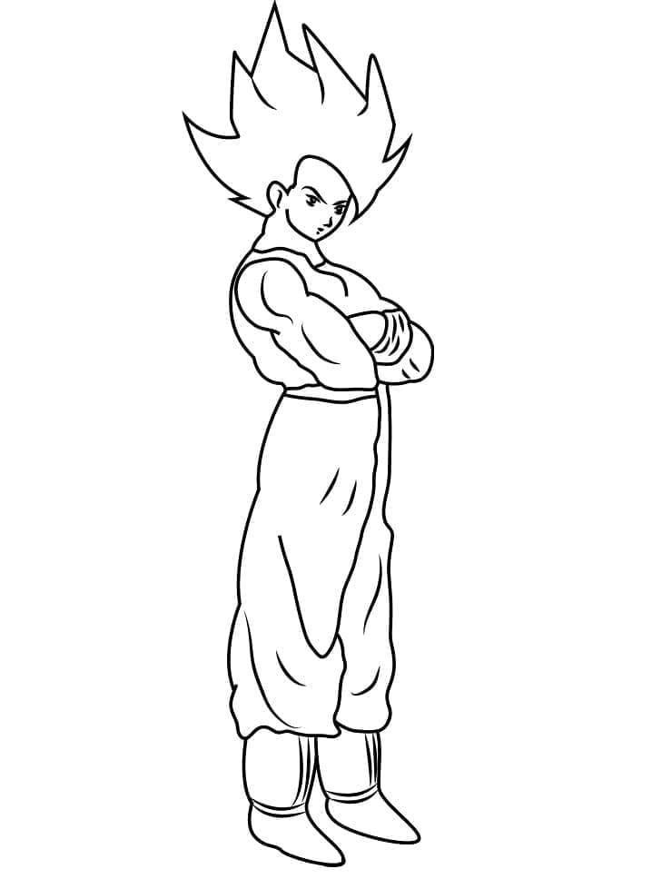 Desenho de Goku Simples para Colorir e Pintar