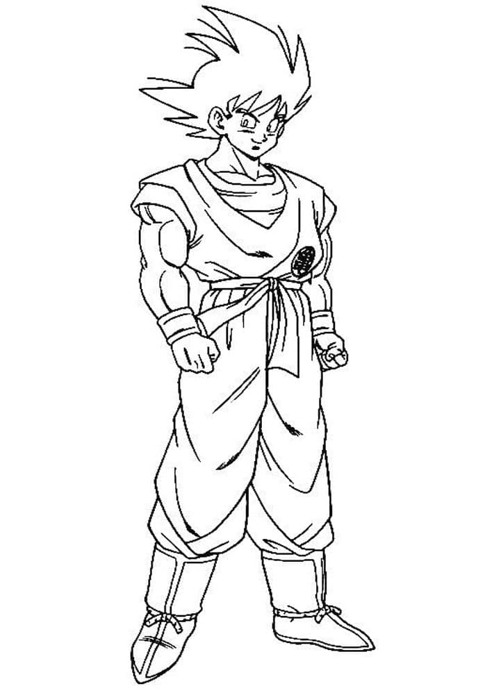 Desenho de Goku Sorridente para Colorir e Pintar