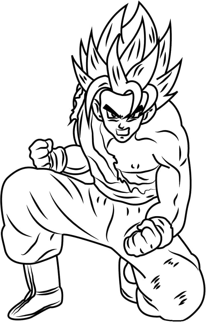 Desenho de Goku Super Saiyajin 1 para Colorir e Pintar