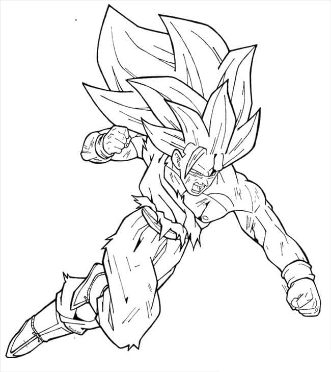 Desenho de Goku Super Saiyajin 3 para Colorir e Pintar