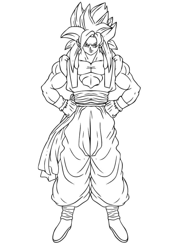 Desenho de Goku Super Saiyajin 4 para Colorir e Pintar