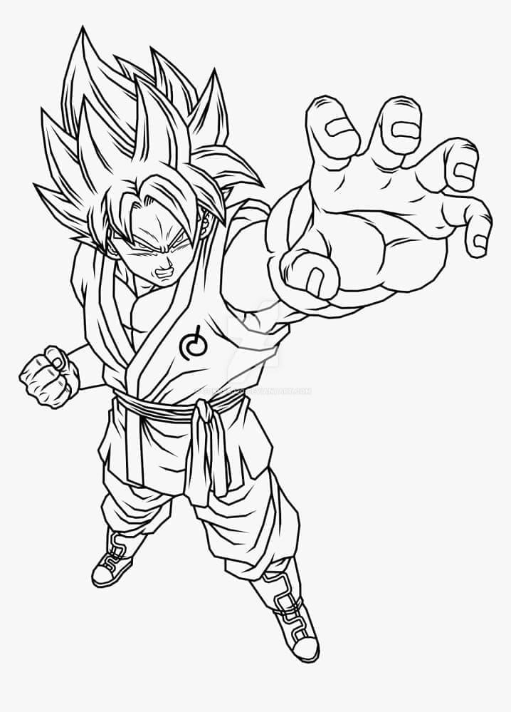 Desenho de Goku Super Saiyajin para Colorir e Pintar
