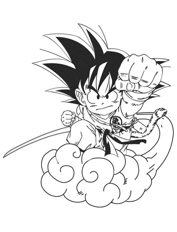 Desenho de Pequeno Goku para Colorir e Pintar