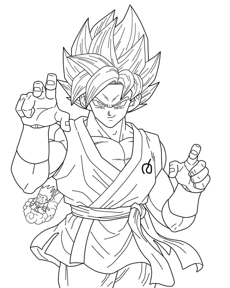 Desenho de Son Goku Super Saiyajin 1 para Colorir e Pintar