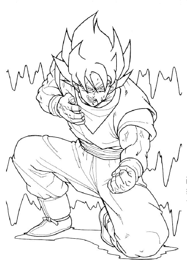 Desenho de Son Goku Super Saiyajin 2 para Colorir e Pintar