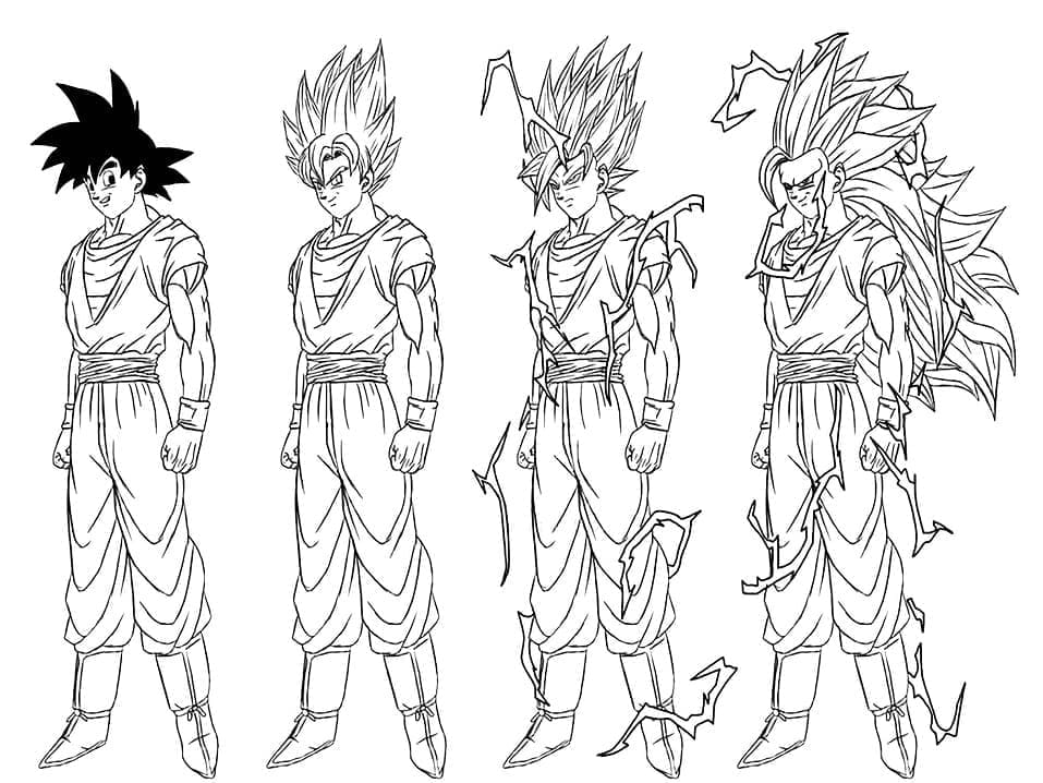 Desenho de Super Saiyajin Goku para Colorir e Pintar