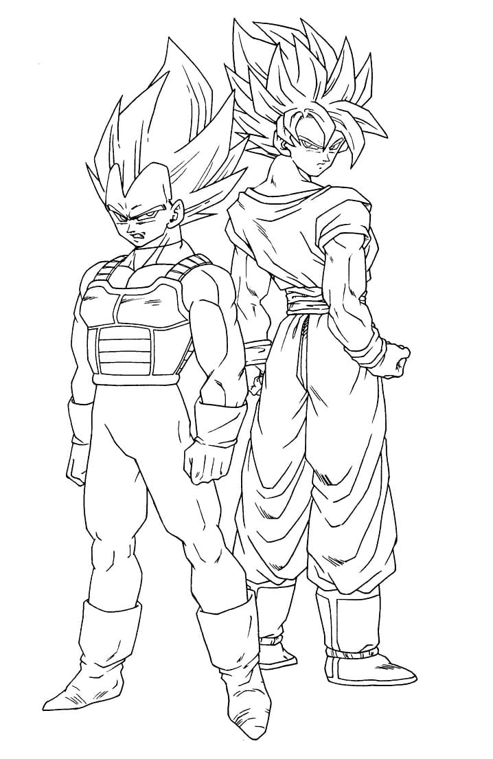 Desenho Vegetá e Son Goku para Colorir e Pintar
