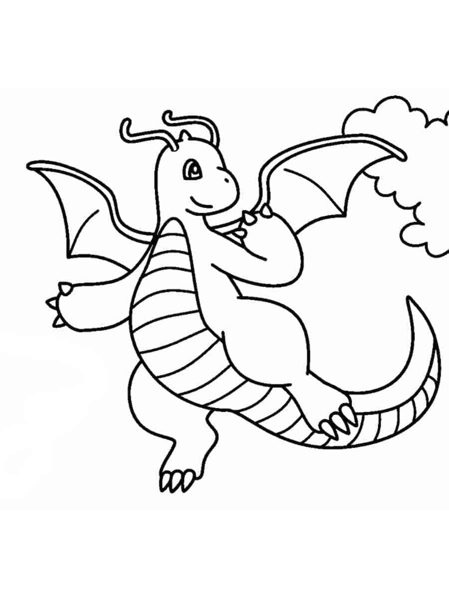Desenho de Dragonite Feliz para Colorir e Pintar