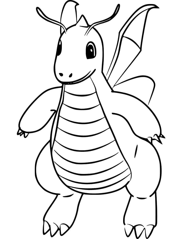 Desenho de Dragonite Imprimivel Grátis para Crianças para Colorir e Pintar
