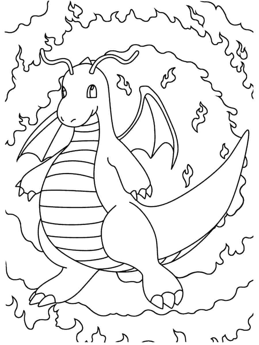 Desenho de Dragonite Imprimivel para Crianças para Colorir e Pintar