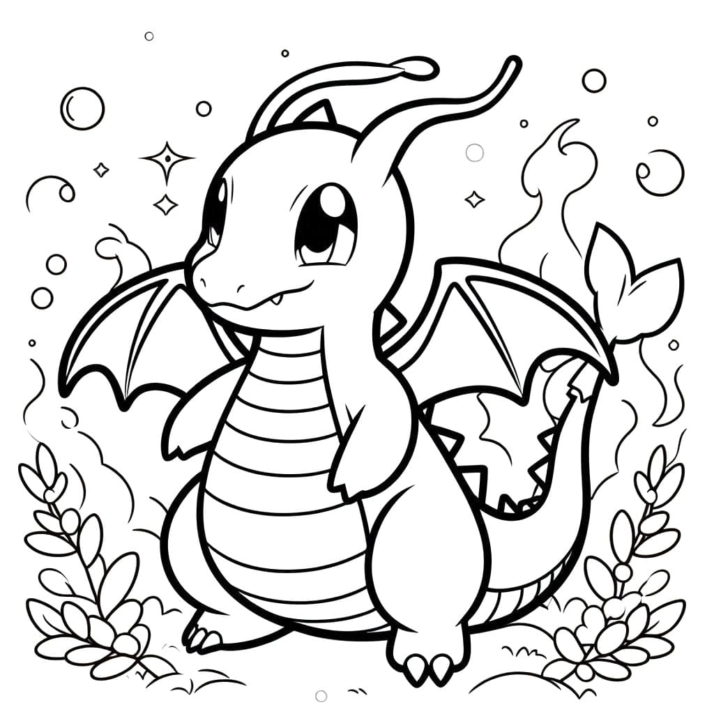 Desenho de Dragonite para Crianças de 1 Ano para Colorir e Pintar