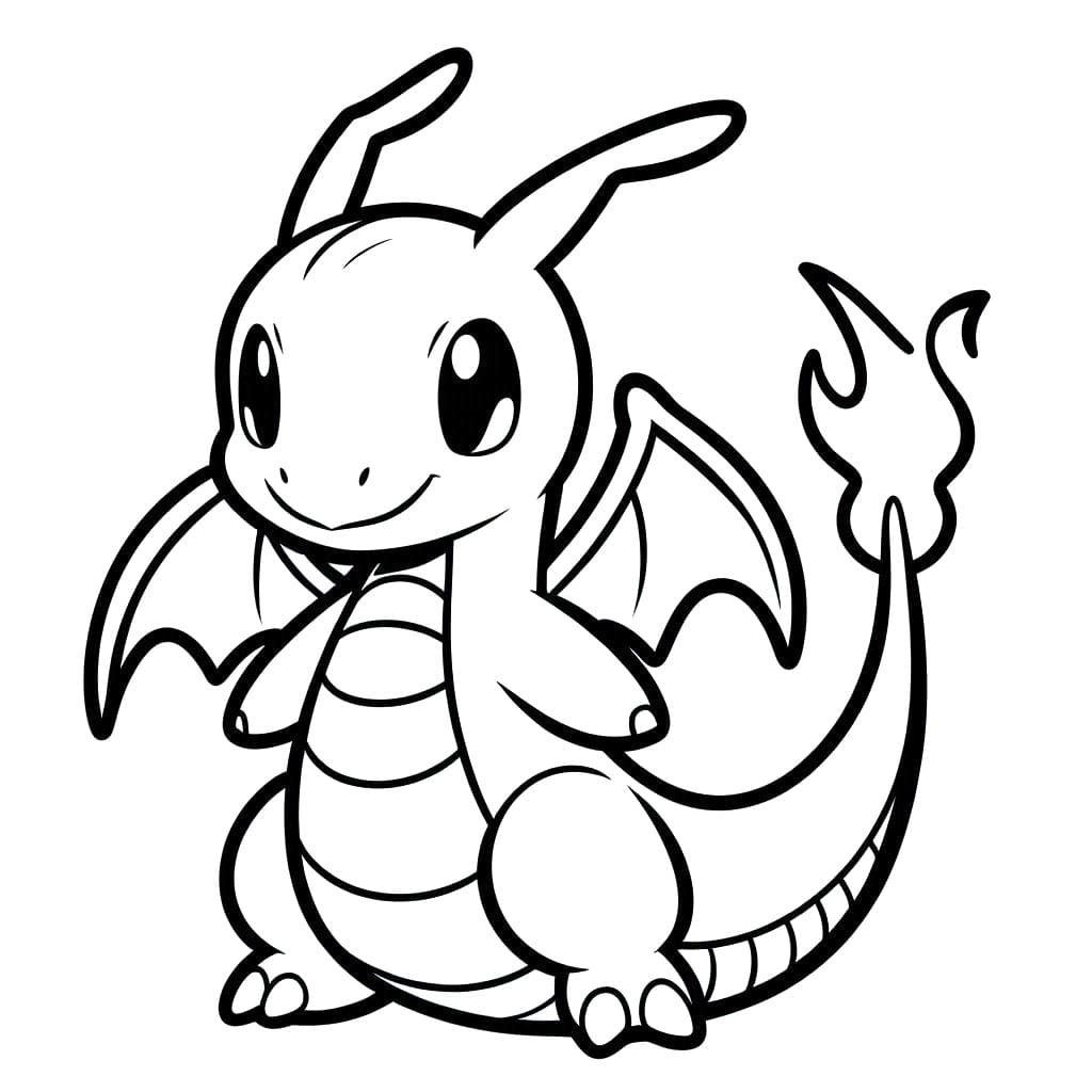 Desenho de Dragonite para Crianças de 2 Anos para Colorir e Pintar