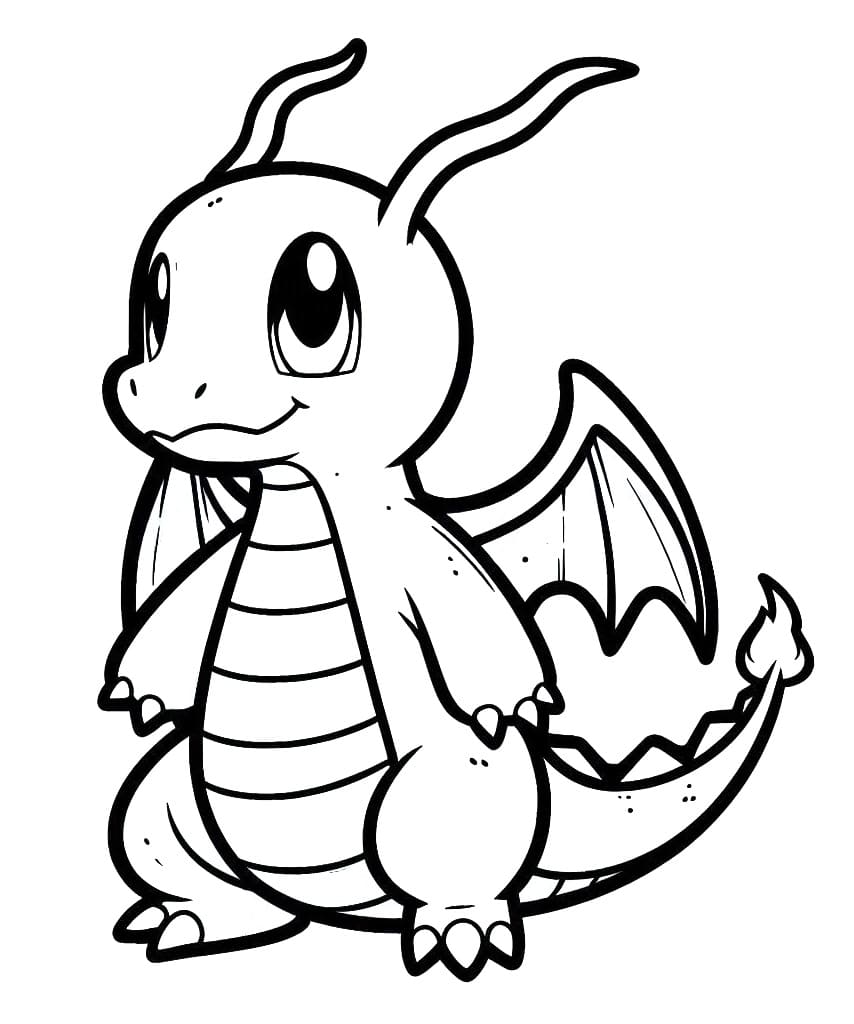 Desenho de Dragonite para Crianças de 3 Anos para Colorir e Pintar