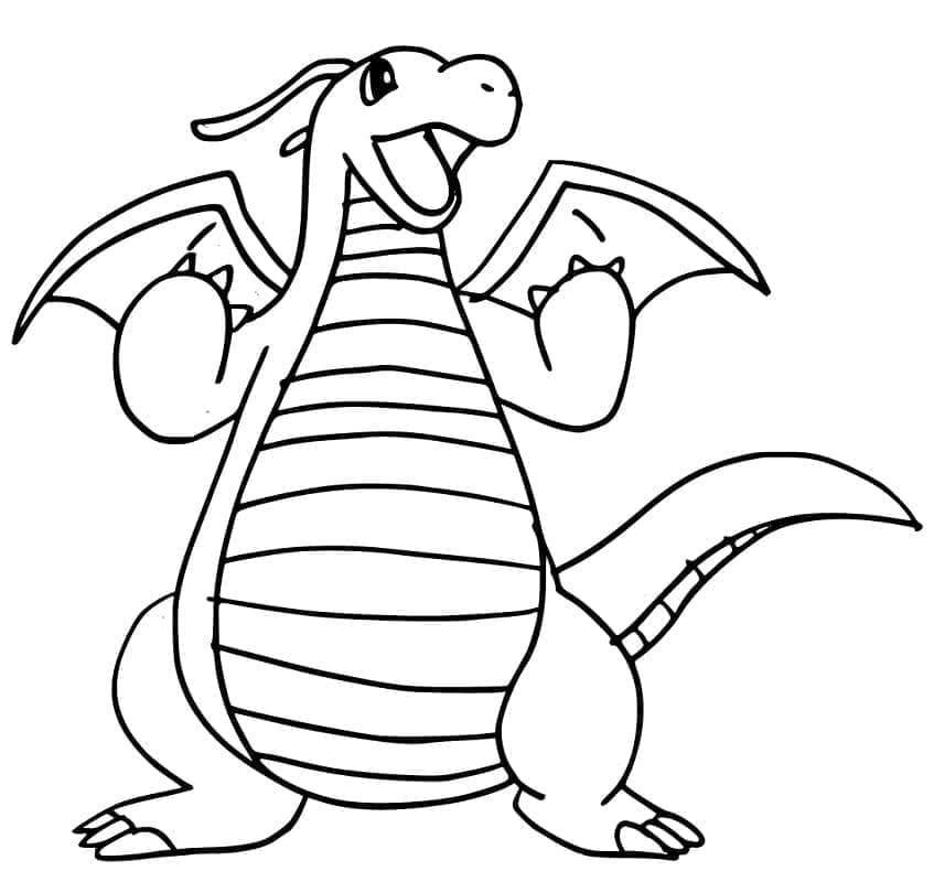 Desenho de Dragonite Pokemon para Colorir e Pintar