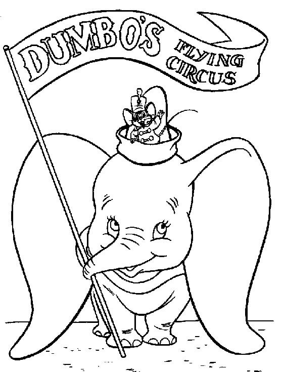 Desenho de Dumbo Bonito para Colorir Pdf e Pintar