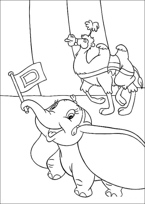 Desenho de Dumbo Colorido para Colorir Pdf e Pintar