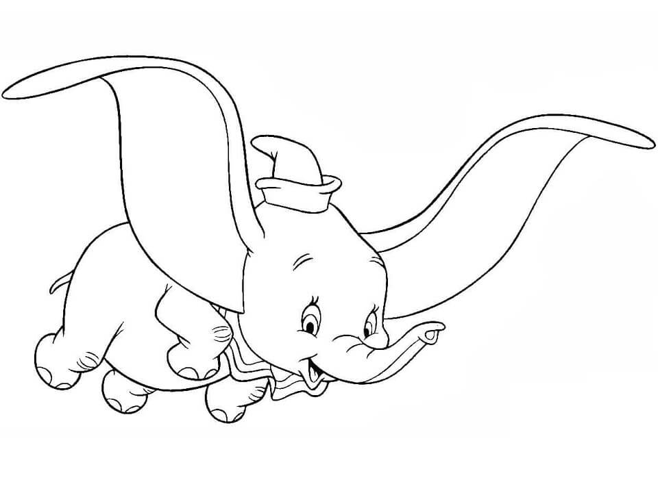 Desenho de Dumbo com Amigos para Imprimir e Pintar