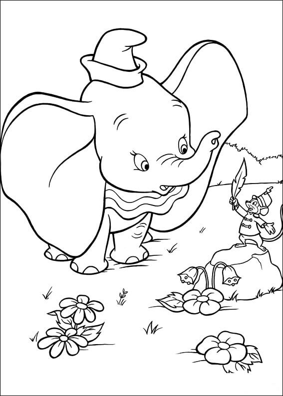 Desenho de Dumbo com Asas Imprimivel Download e Pintar