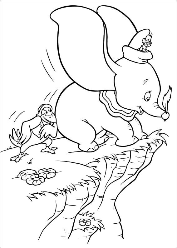 Desenho de Dumbo Detalhado para Colorir Pdf e Pintar