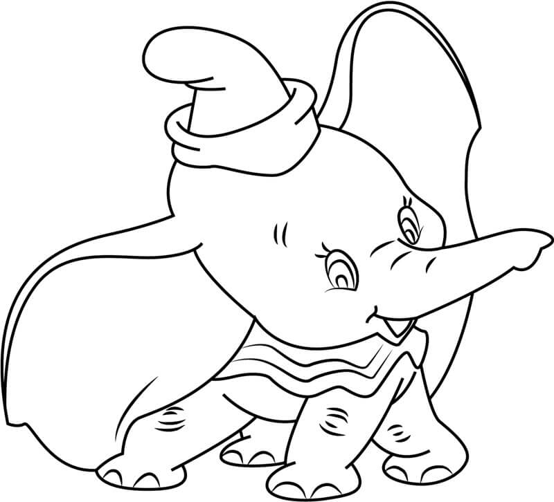 Desenho de Dumbo Infantil para Imprimir e Pintar