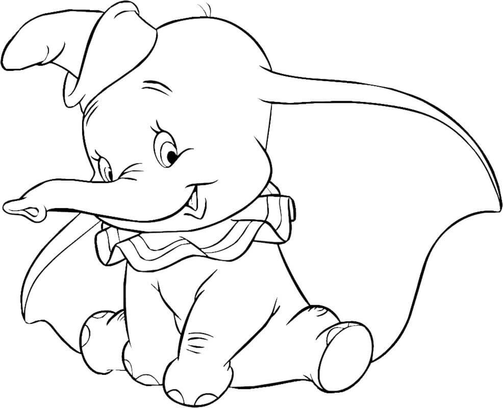 Desenho de Dumbo Mágico para Imprimir e Pintar
