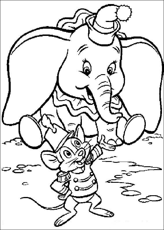 Desenho de Dumbo para Imprimir Lápis de Cor e Pintar