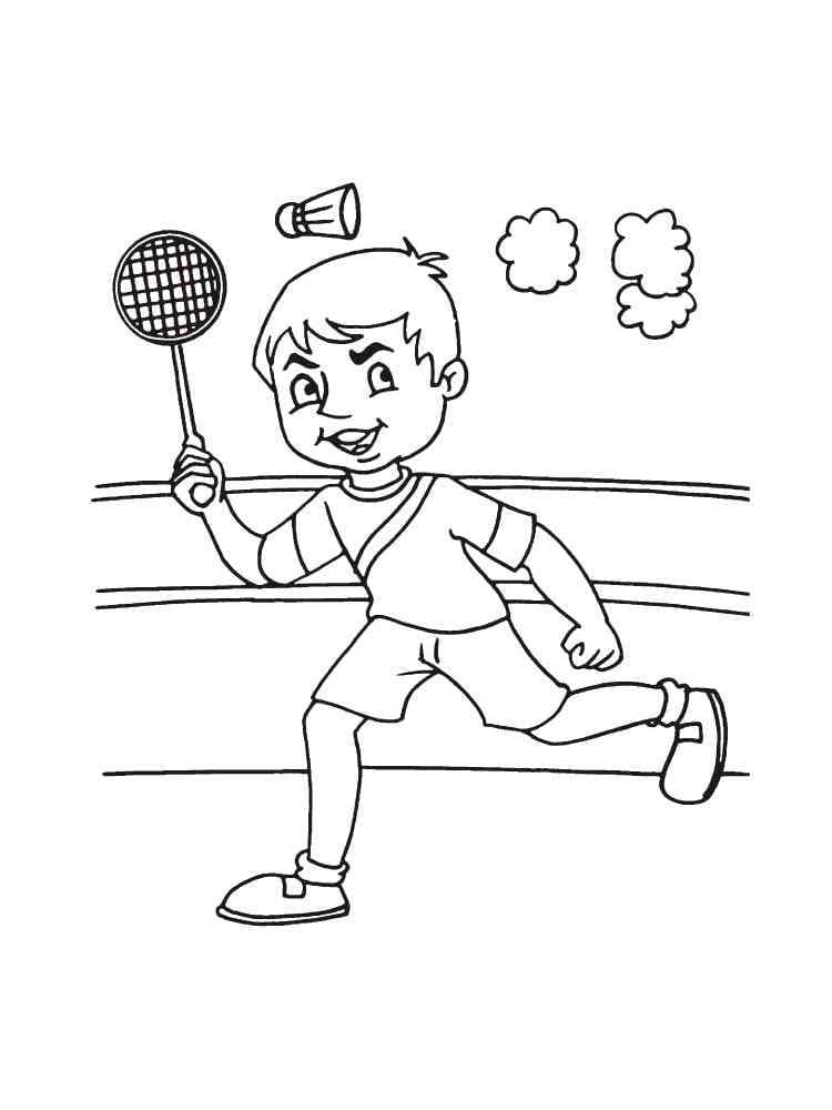 Desenho de Badminton Grátis para Crianças para Colorir e Pintar