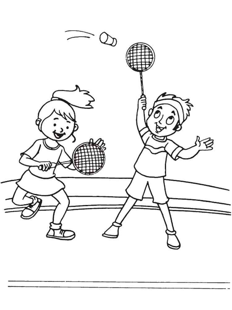Desenho de Badminton para Crianças para Colorir e Pintar