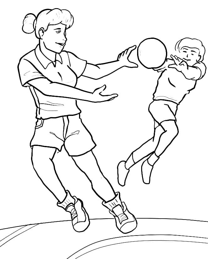 Desenho de Handebol para Colorir e Pintar