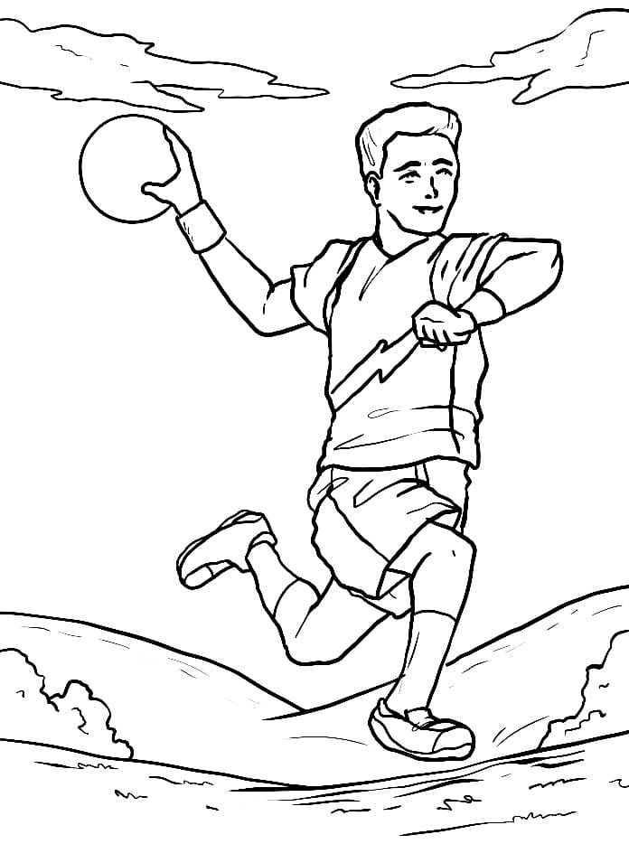 Desenho de Jogador de Handebol para Colorir e Pintar