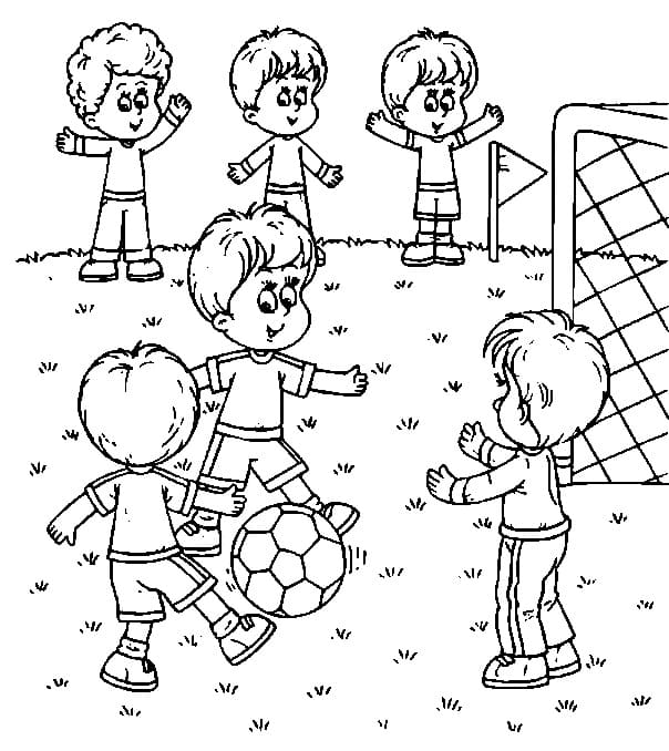 Desenho de Jogar Futebol na Escola para Colorir e Pintar