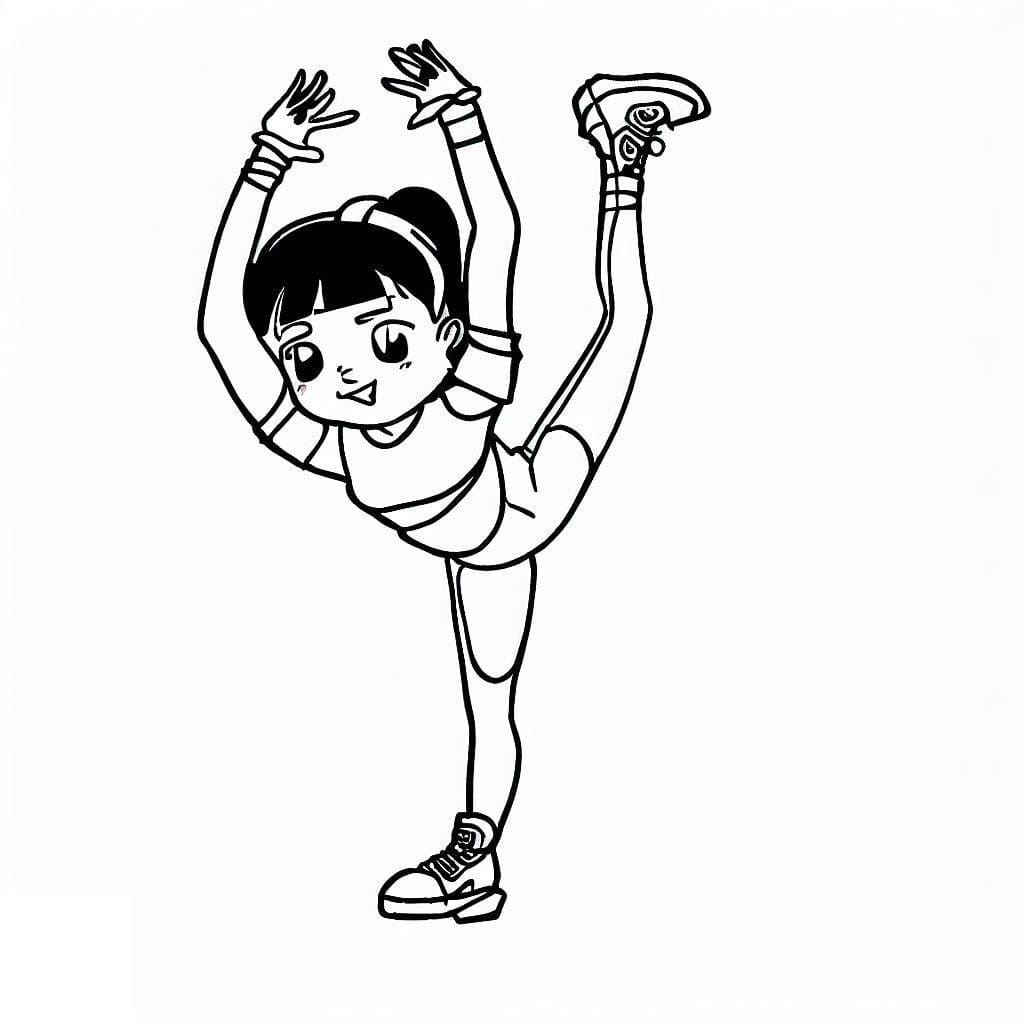 Desenho de Menina de Alongamento para Colorir e Pintar