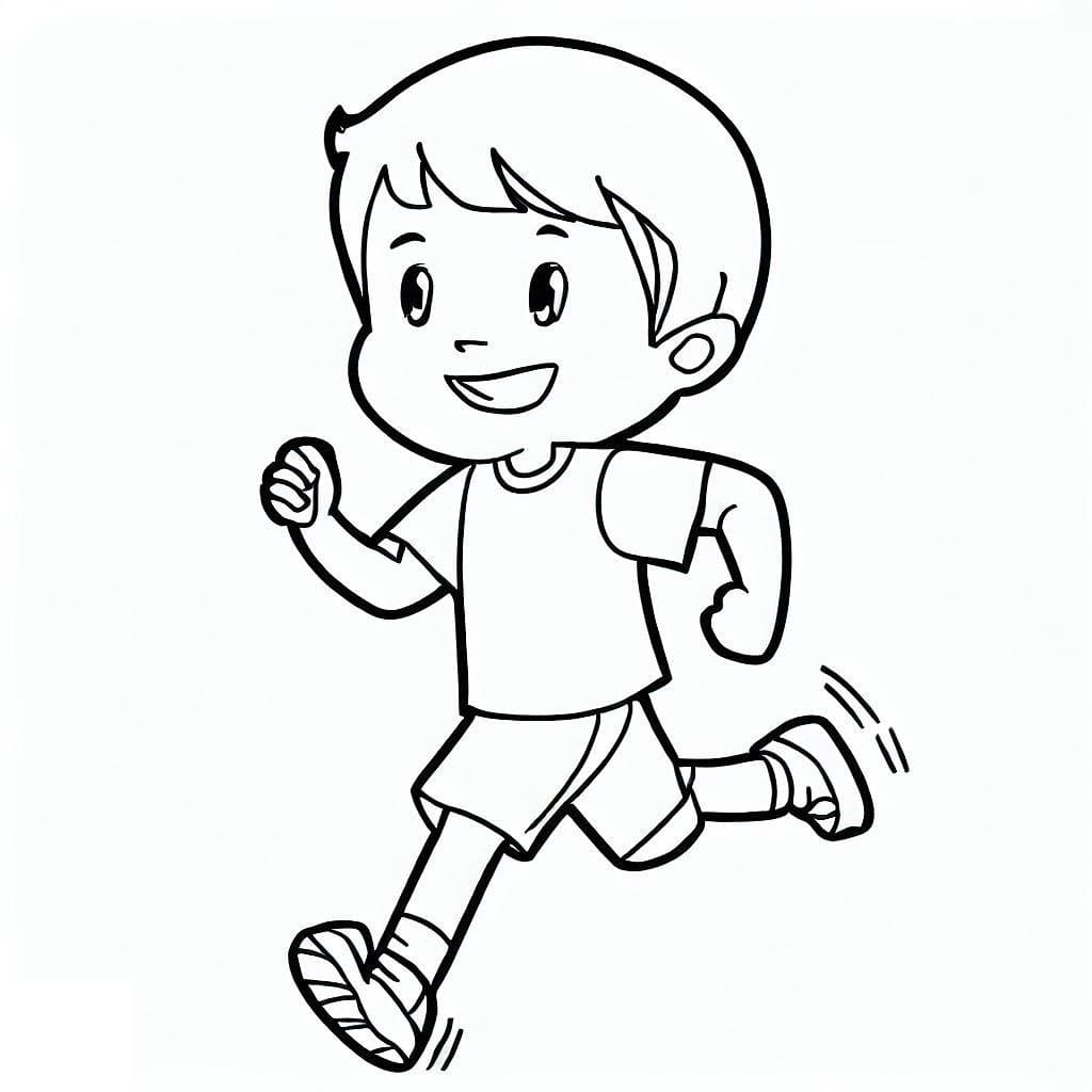 Desenho de Menino Correndo para Colorir e Pintar