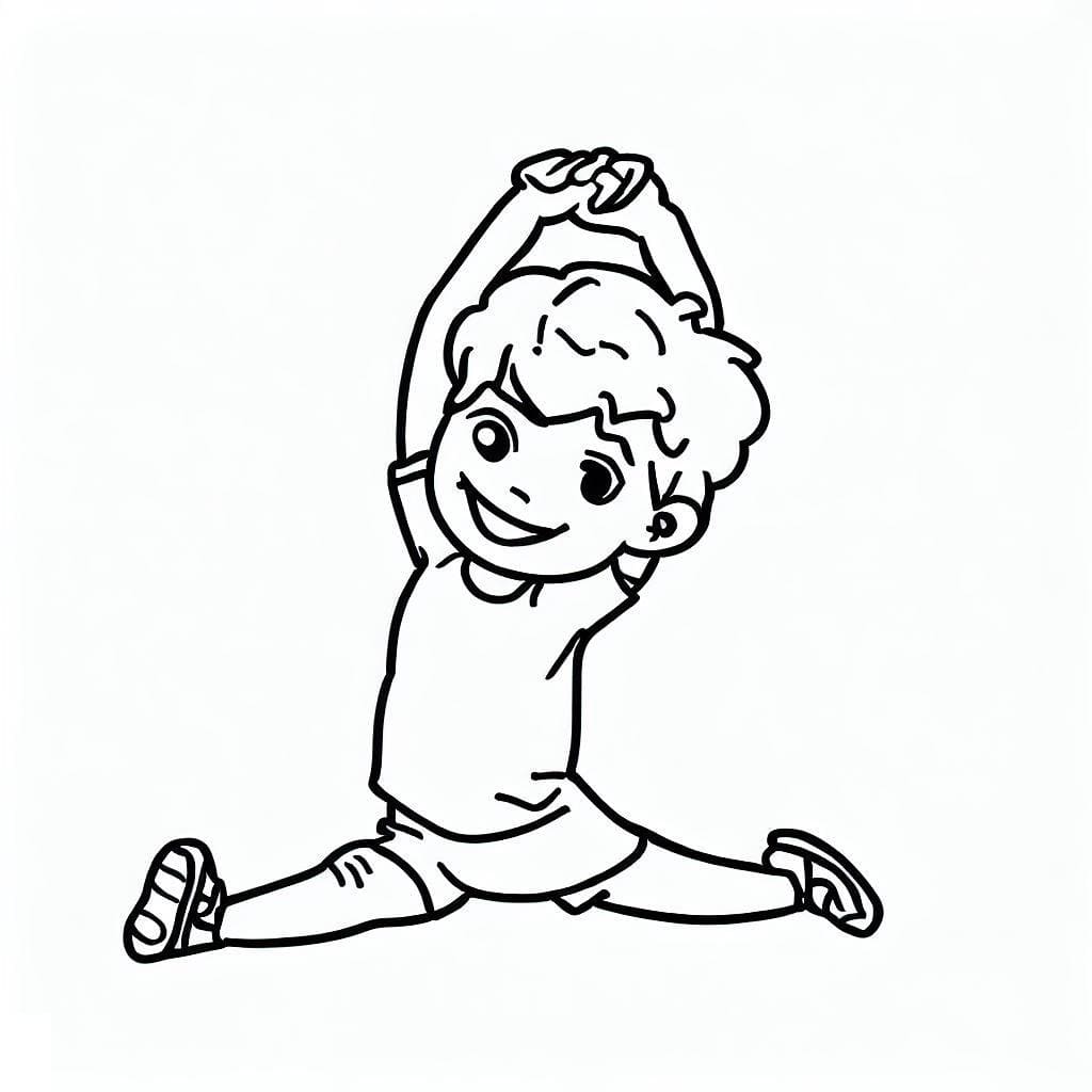Desenho de Menino de Alongamento para Colorir e Pintar